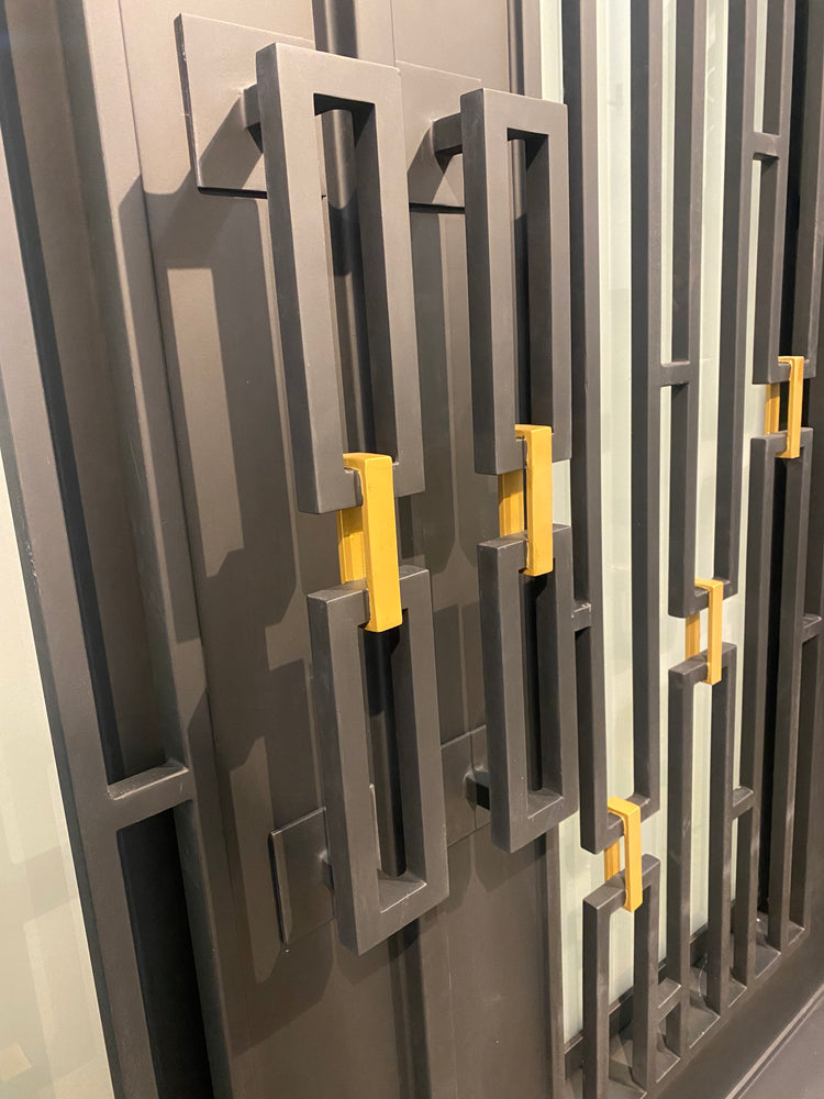 DIAMOND modern double entry, wrought iron doors,removable bug screen -72x96 Right Hand - Luxe Iron Doors