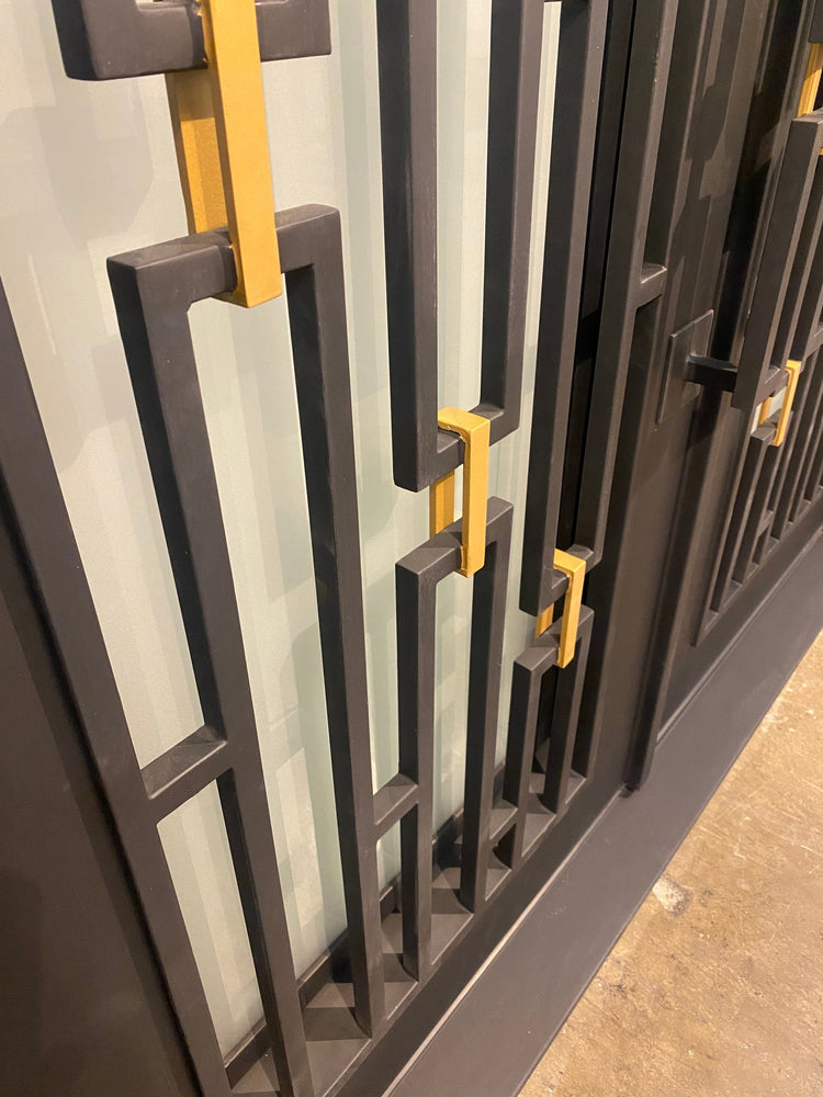DIAMOND modern double entry, wrought iron doors,removable bug screen -72x96 Right Hand - Luxe Iron Doors