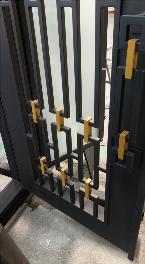CATENA modern double entry, wrought iron doors,removable bug screen -72x96 Right Hand - Luxe Iron Doors