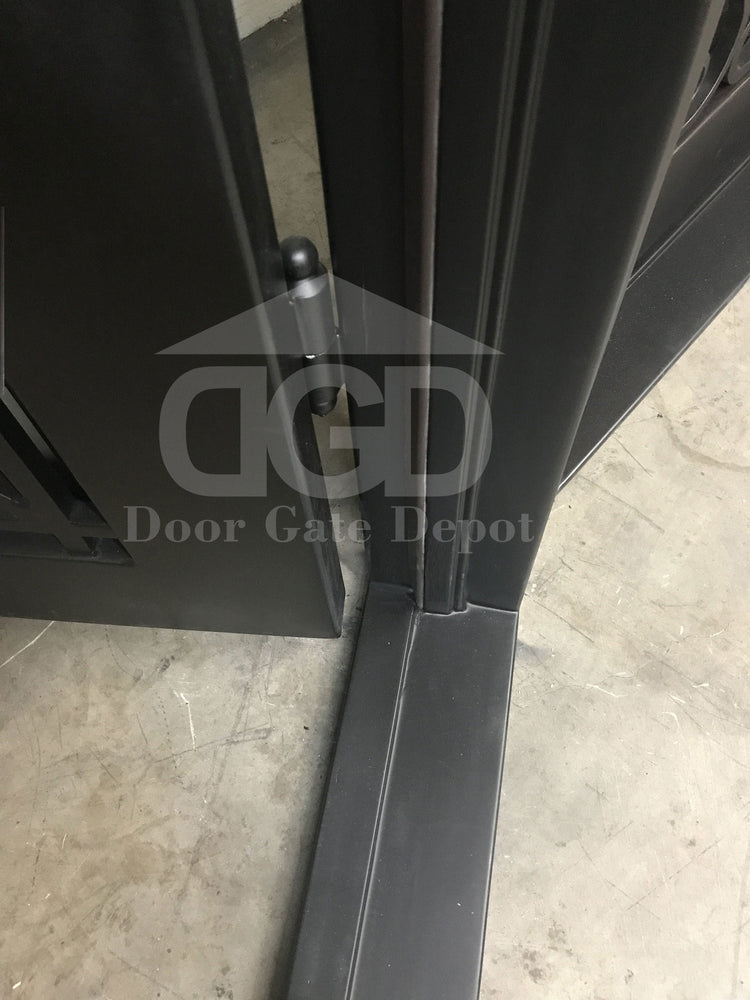 HEART- flat top, arch inside, double tempered glass, bug screen, front entry wrought iron doors-72X96 Right Hand - Door Gate Depot