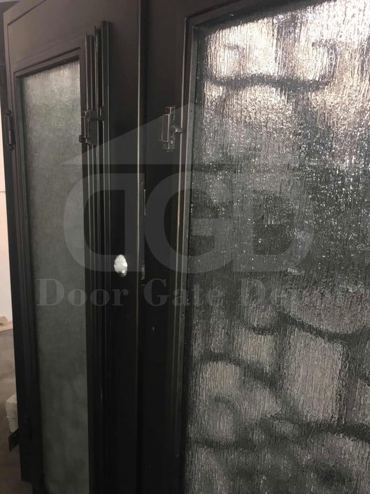 JASMINE- flat top, dual pane tempered glass, bug screens, wrought iron doors-72x96 Right Hand - Door Gate Depot