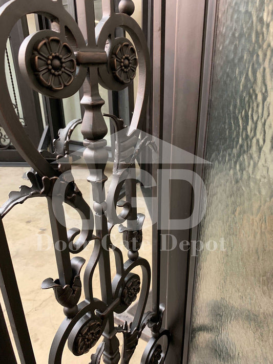 TULIP- square top, bug screen, single front entry wrought iron door- 38x96 Right Hand - Door Gate Depot