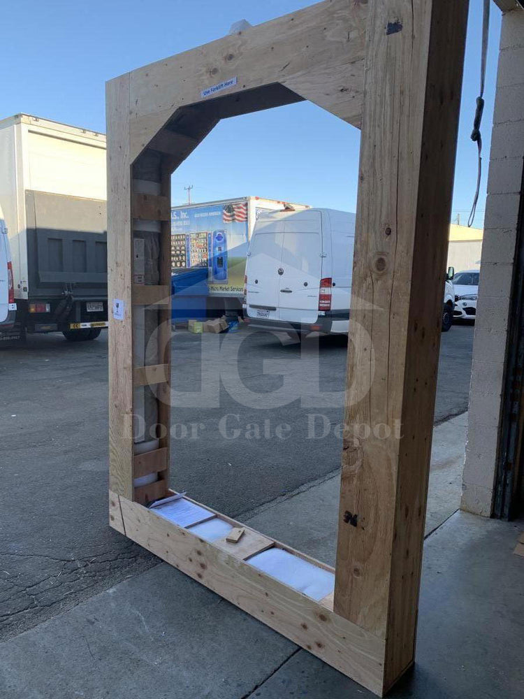 HOLLY- modern square top, bug screens,double panel wrought iron doors-72x96, Right Hand - Door Gate Depot