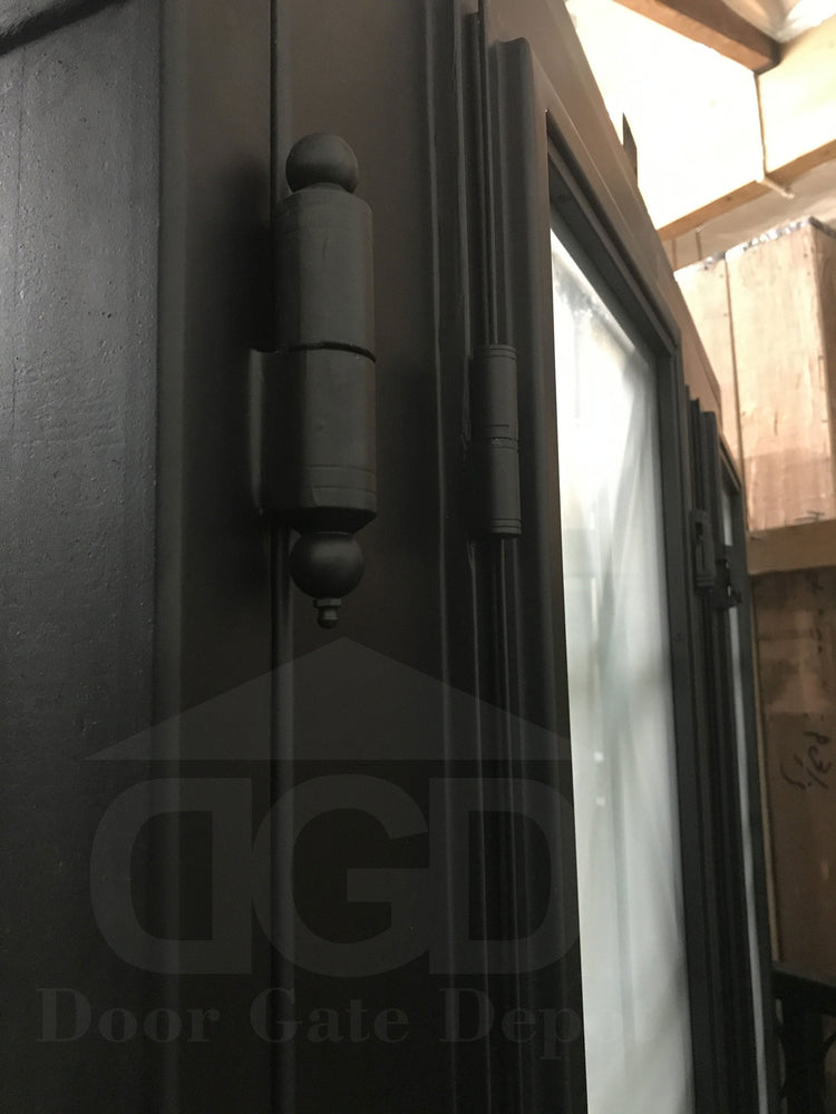 LOTUS- square top, modern french style, dual pane,bug screens, frosted tempered glass, wrought iron doors-72x96 Right Hand - Door Gate Depot