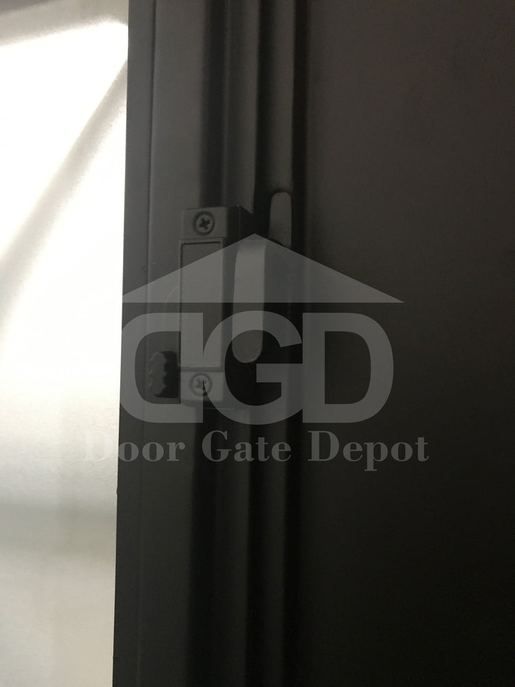 IRIS- Flat top, modern front exterior double wrought iron doors, bug screens-61X81 Right Hand - Door Gate Depot