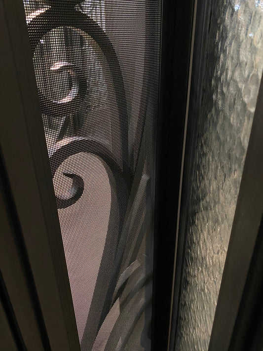 AZALEA - Single Door with transom, pre-hung, bug screen, wrought iron door, 38 x 96.5 -Right Hand - Door Gate Depot