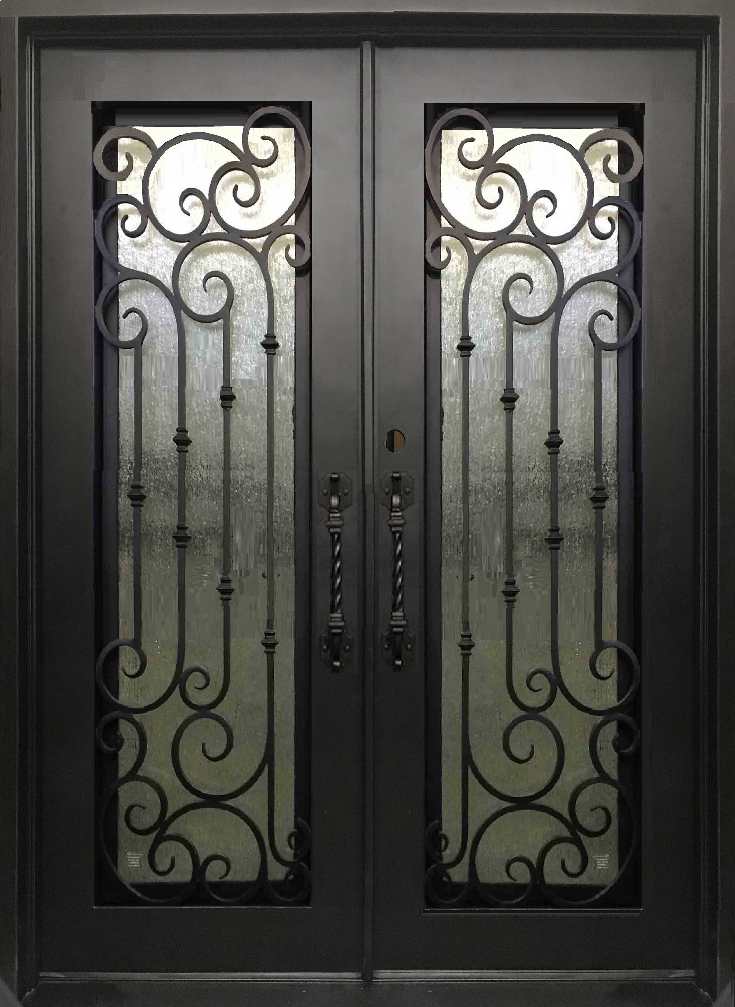 DAHLIA- square top, pre-hung, removable bug screens, wrought iron doors -72X96 Right Hand - Luxe Iron Doors 