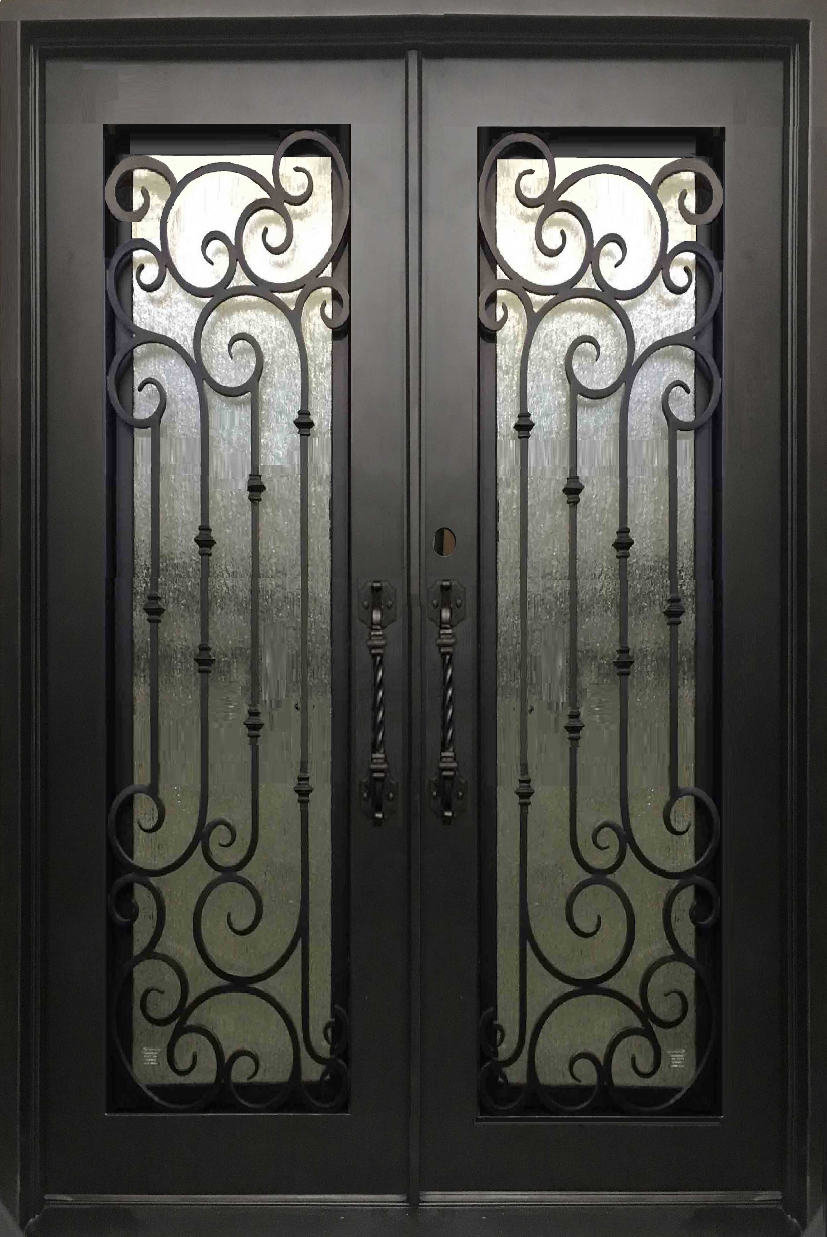 DAHLIA- square top, pre-hung, removable bug screens, wrought iron doors -62X96 Right Hand