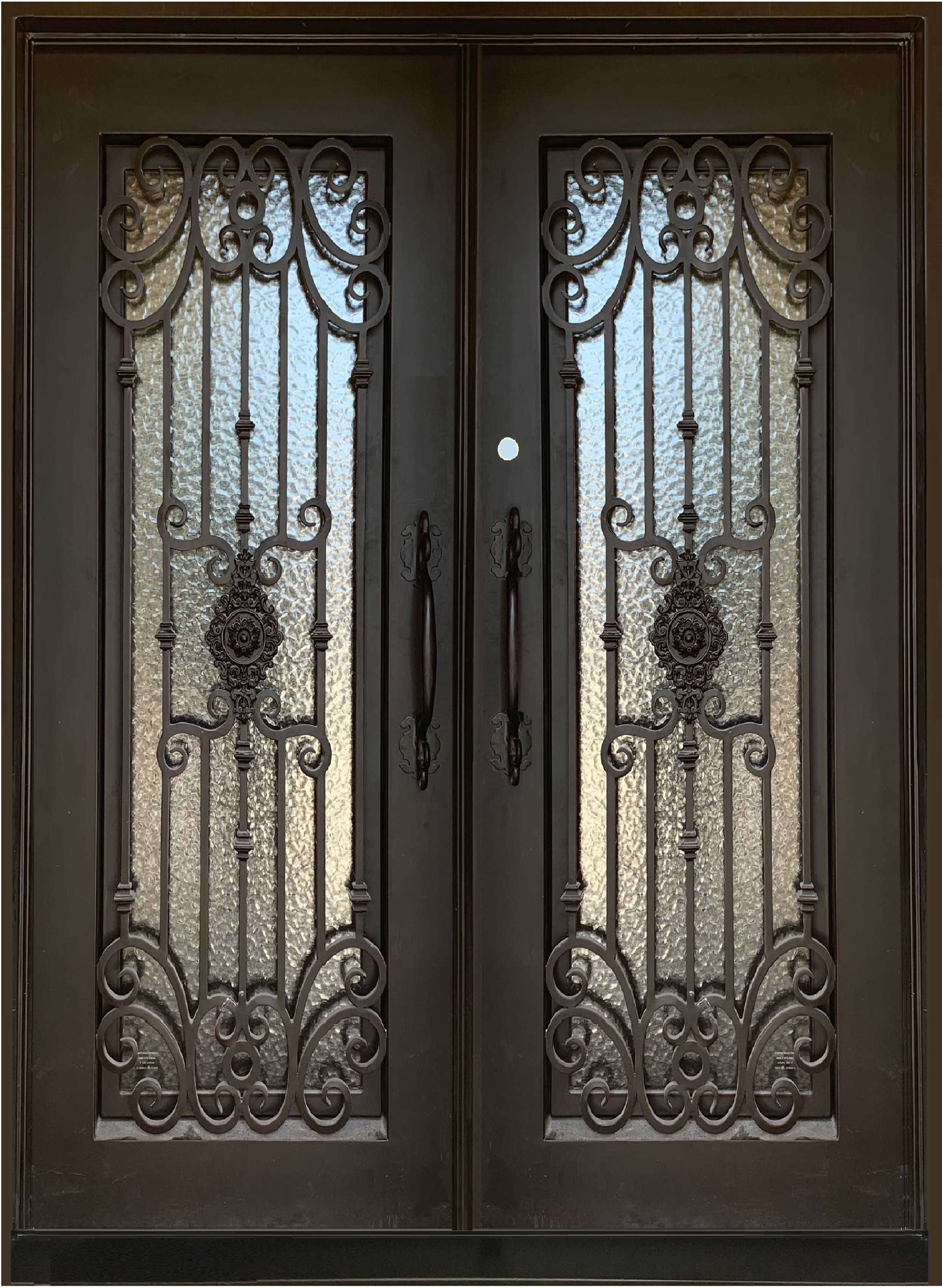 MIMOSA- flat top, pre-hung, doubled tempered glass, bug screens, wrought iron door- 72x96 Right Hand - Luxe Iron Doors 