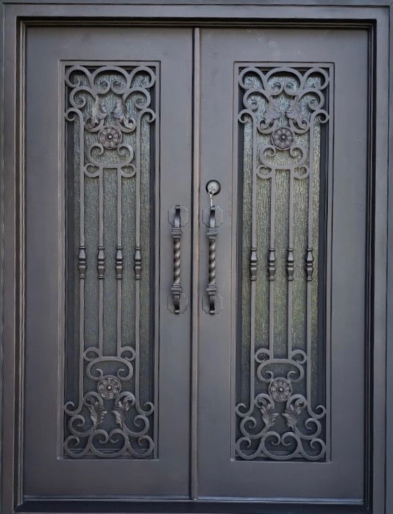 CAMELLIA - SQUARE TOP IRON DOORS, PREHUNG, BUG SCREEN, 72X96, RH
