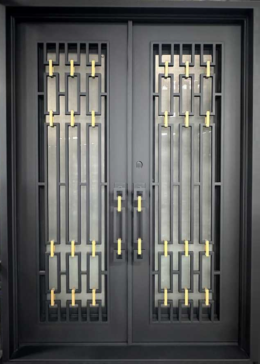 Modern Double Iron Doors with Gold-LUXE