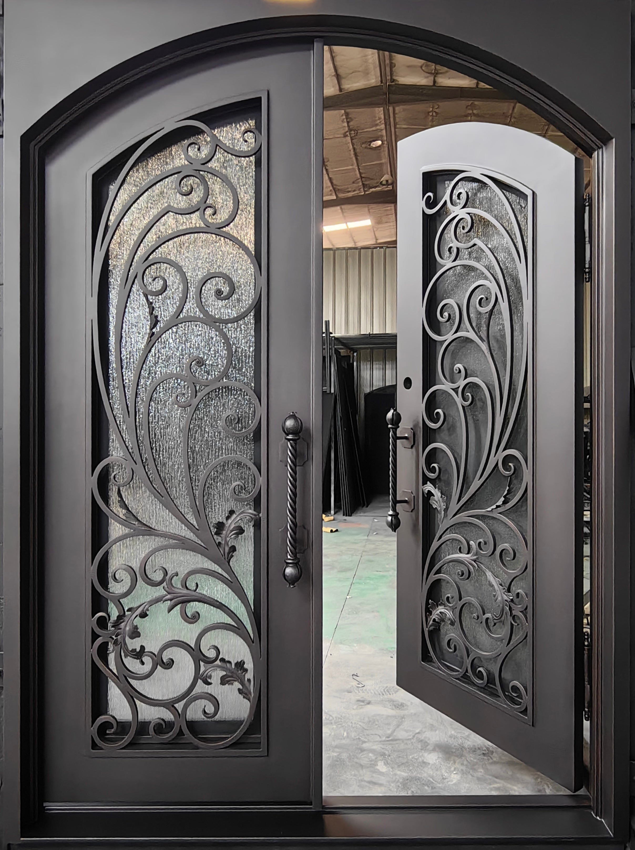 elegant double wrought iron doors