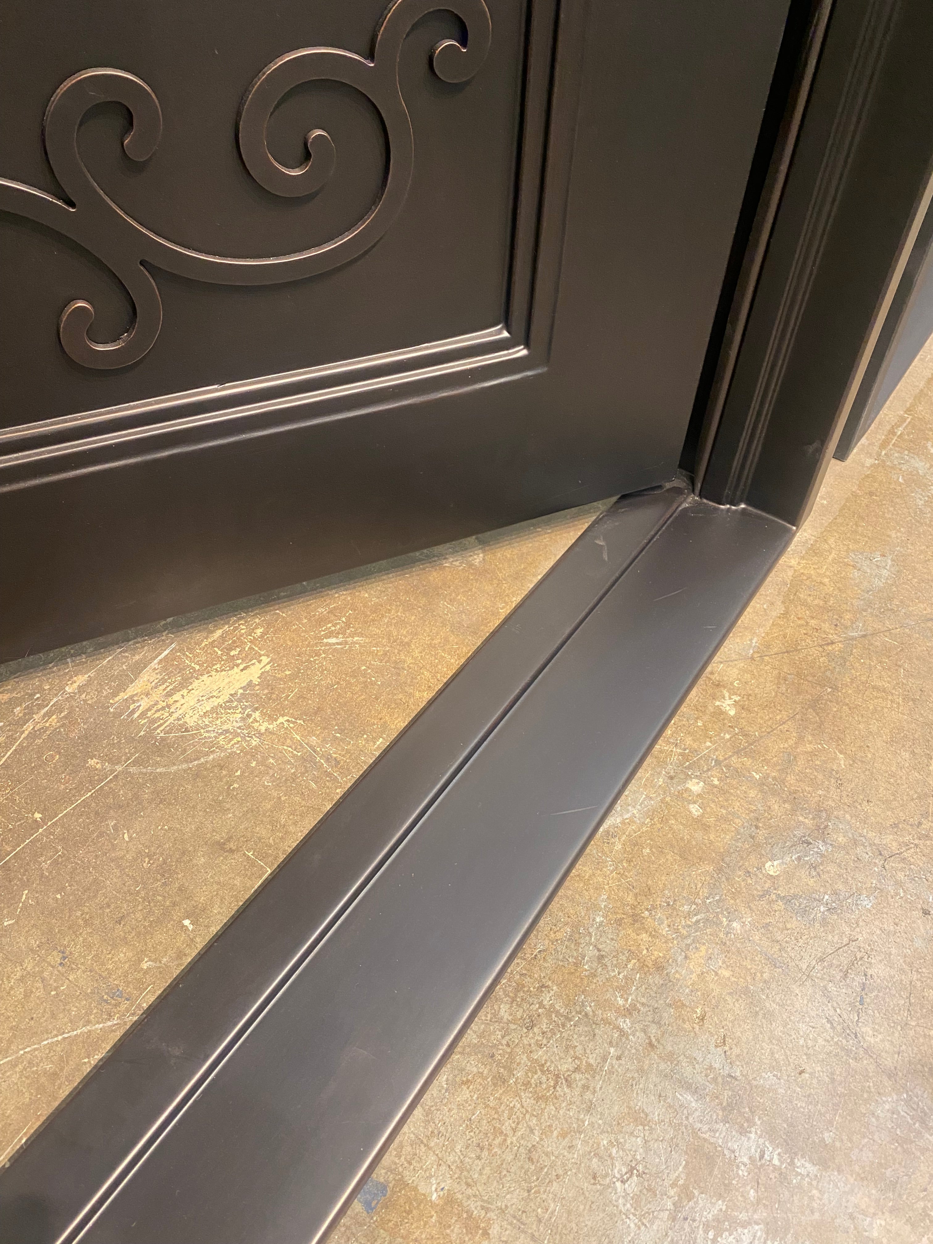 AZALEA - Flat top, pre-hung, bug screens, wrought iron door , 61x81- Right Hand - Luxe Iron Doors 