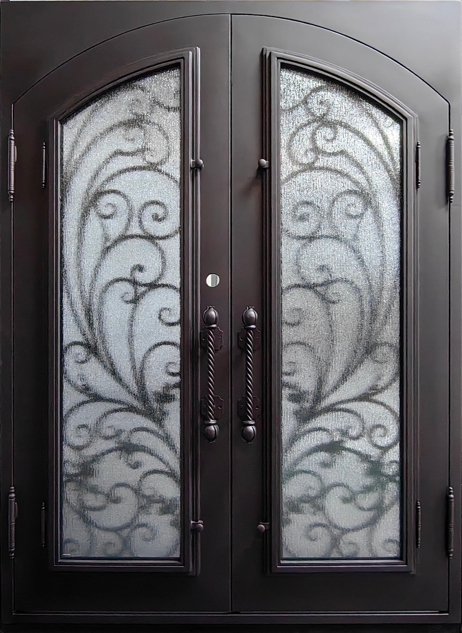 PEACOCK 2 Flat Top Double Wrought Iron Doors Peacock 2 flat top double wrought iron doors
