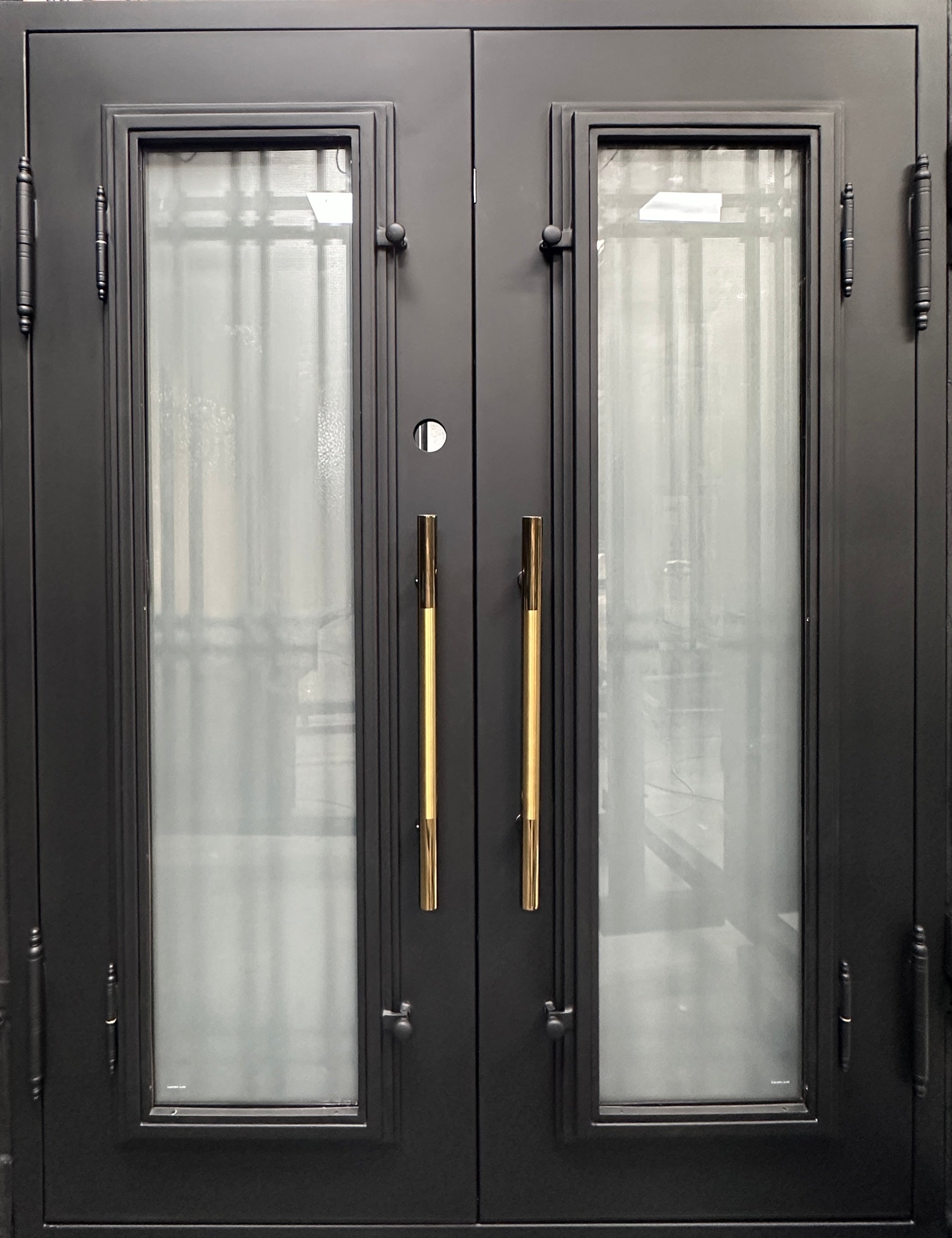 JADE- modern double front entry, wrought iron doors,removable bug screen -61x81 Right Hand - Luxe Iron Doors 