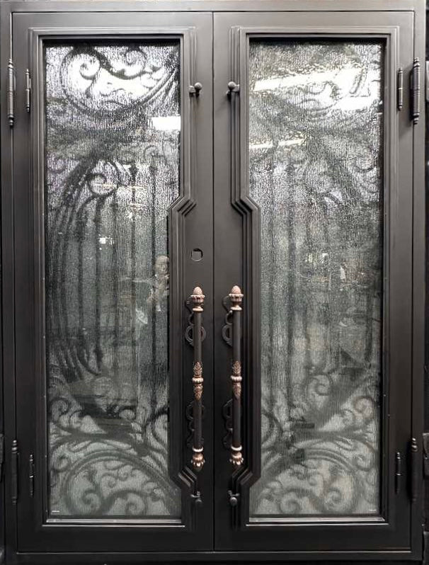 double wrought iron door