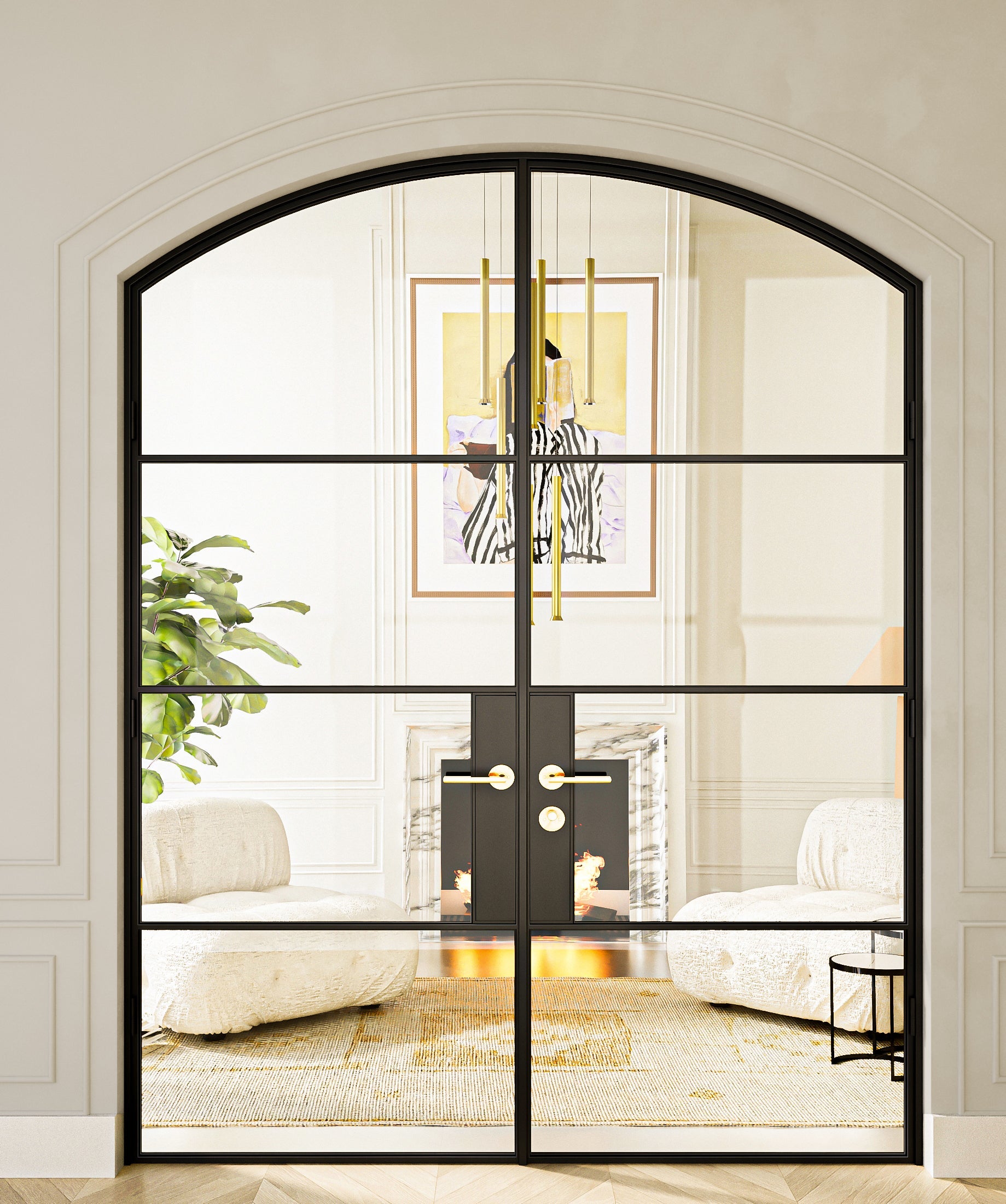 Denver-  Half-Arch Double Steel Glass Doors image 1