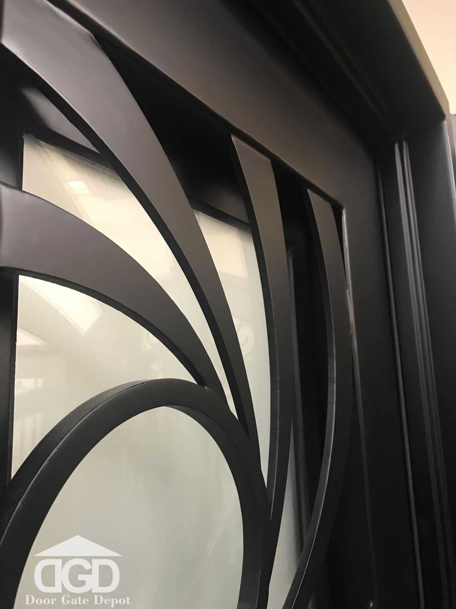 HOLLY-  modern square top, bug screens,double panel wrought iron doors-72x96, Right  Hand - Door Gate Depot