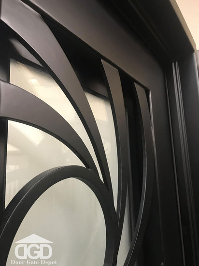 HOLLY-  modern square top, bug screens,double panel wrought iron doors-72x96, Right  Hand - Door Gate Depot