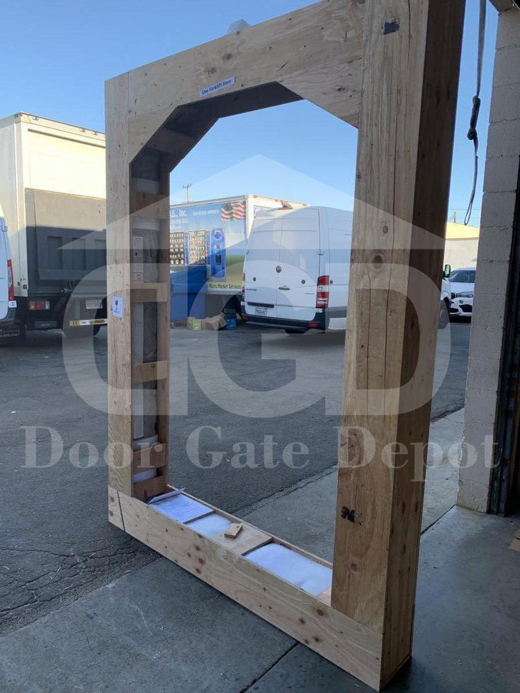 DAISY- round top, prehung, tempered insulated glass, bug screens,dual pane, wrought iron doors-72X96 Right Hand - Door Gate Depot