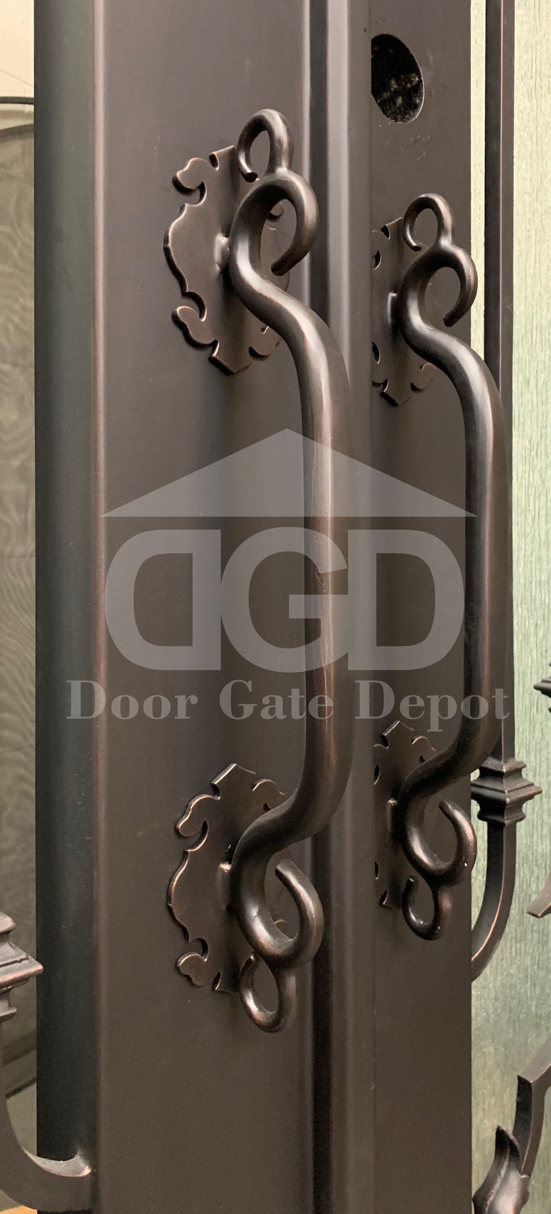 MIMOSA- flat top, pre-hung, doubled tempered glass, bug screens, wrought iron door- 72x96 Right Hand - Door Gate Depot