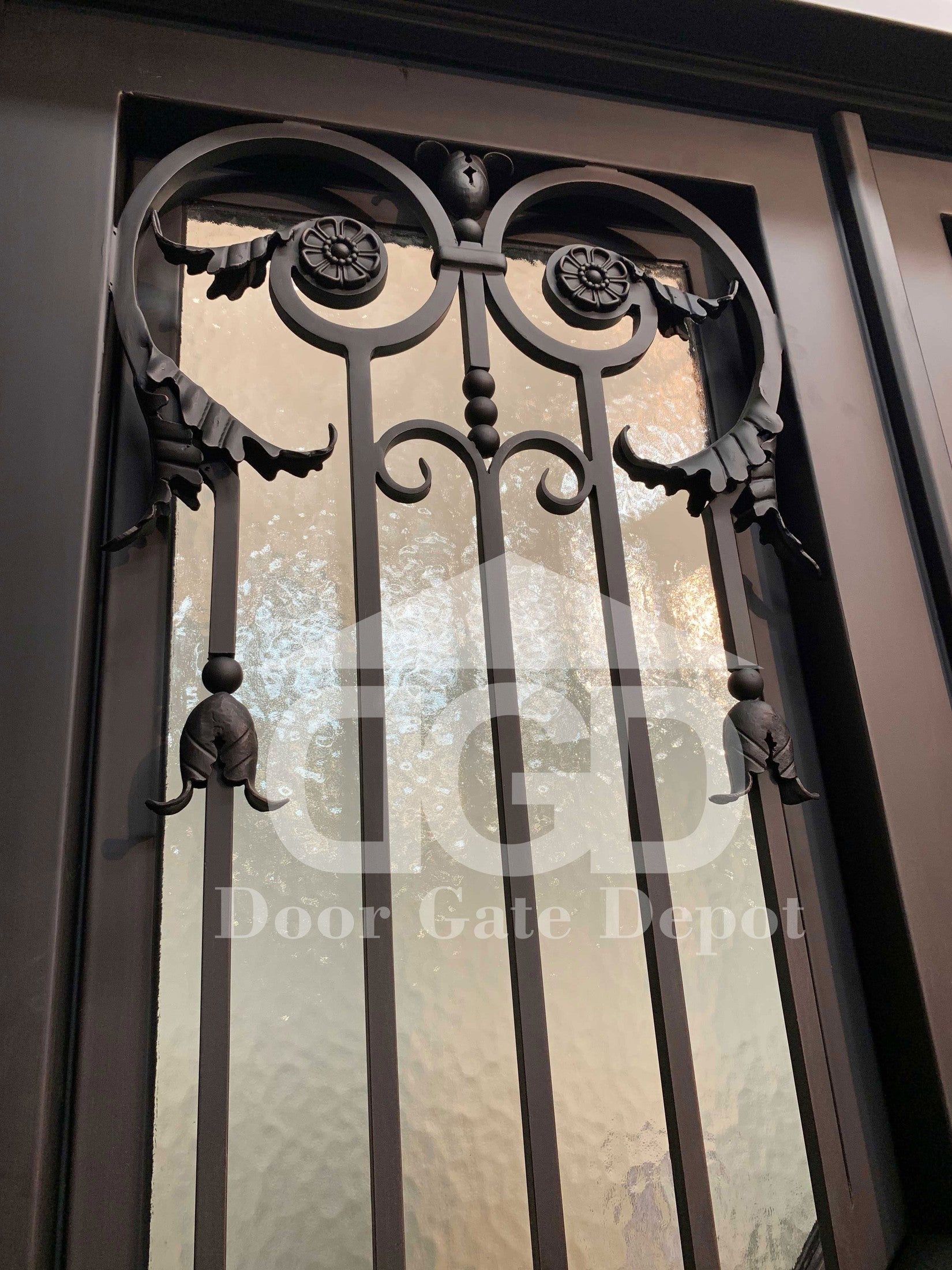 TULIP -square top double front entry, removable bug screen,wrought iron doors -72x96 Right Hand - Door Gate Depot