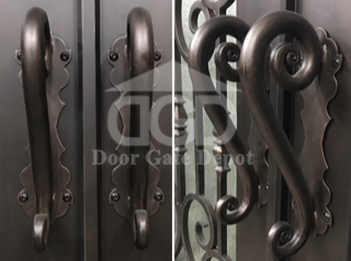 HEART- flat top, arch inside, double tempered glass, bug screen, front entry wrought  iron doors-72X96 Right Hand - Door Gate Depot
