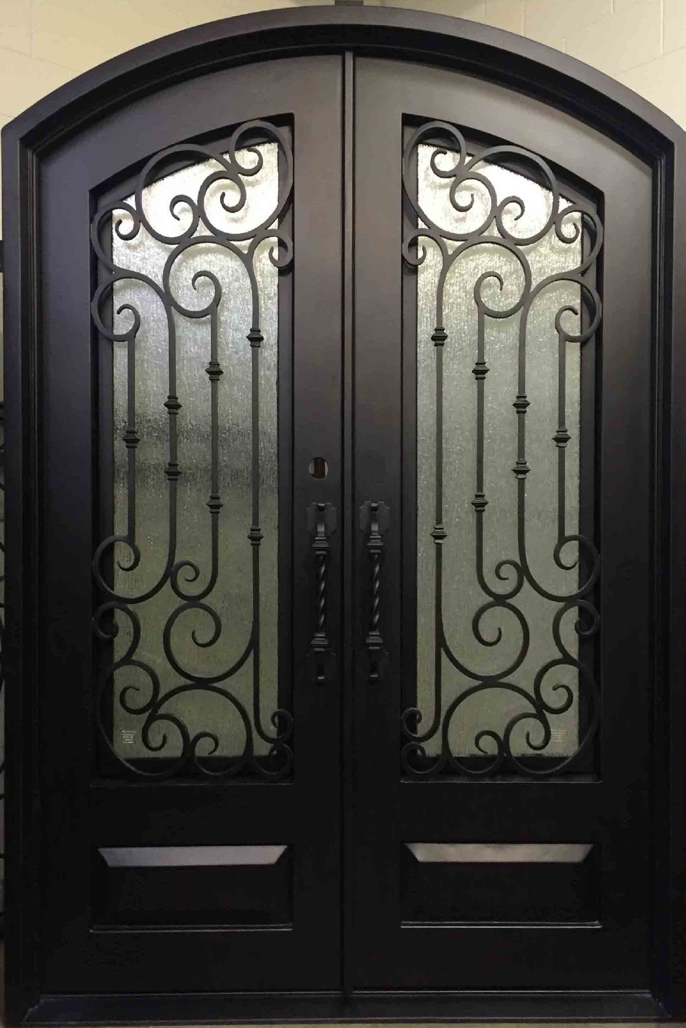 DAHLIA-arch top with bottom panel, prehung, w/ bug screens,wrought iron doors-62X96 Left Hand - Door Gate Depot