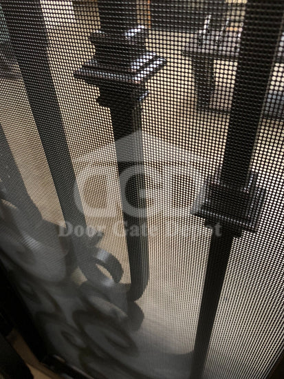 modern arched double iron doors