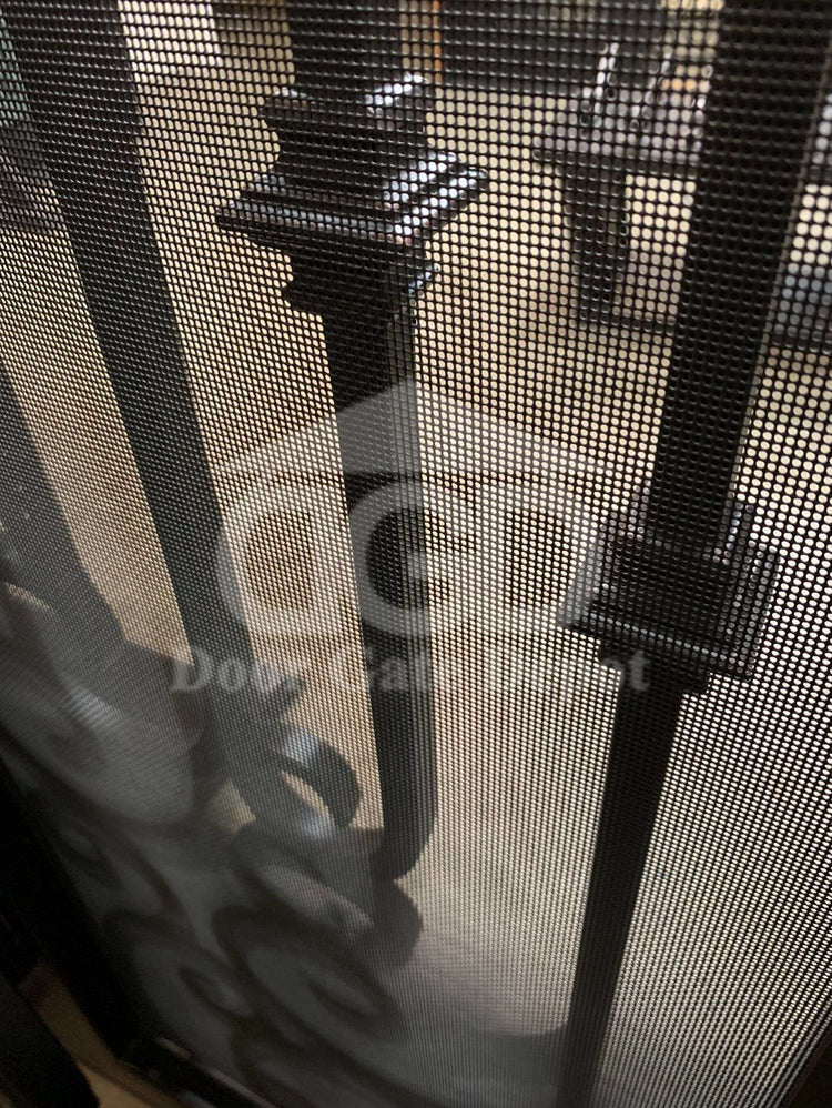 modern arched double iron doors