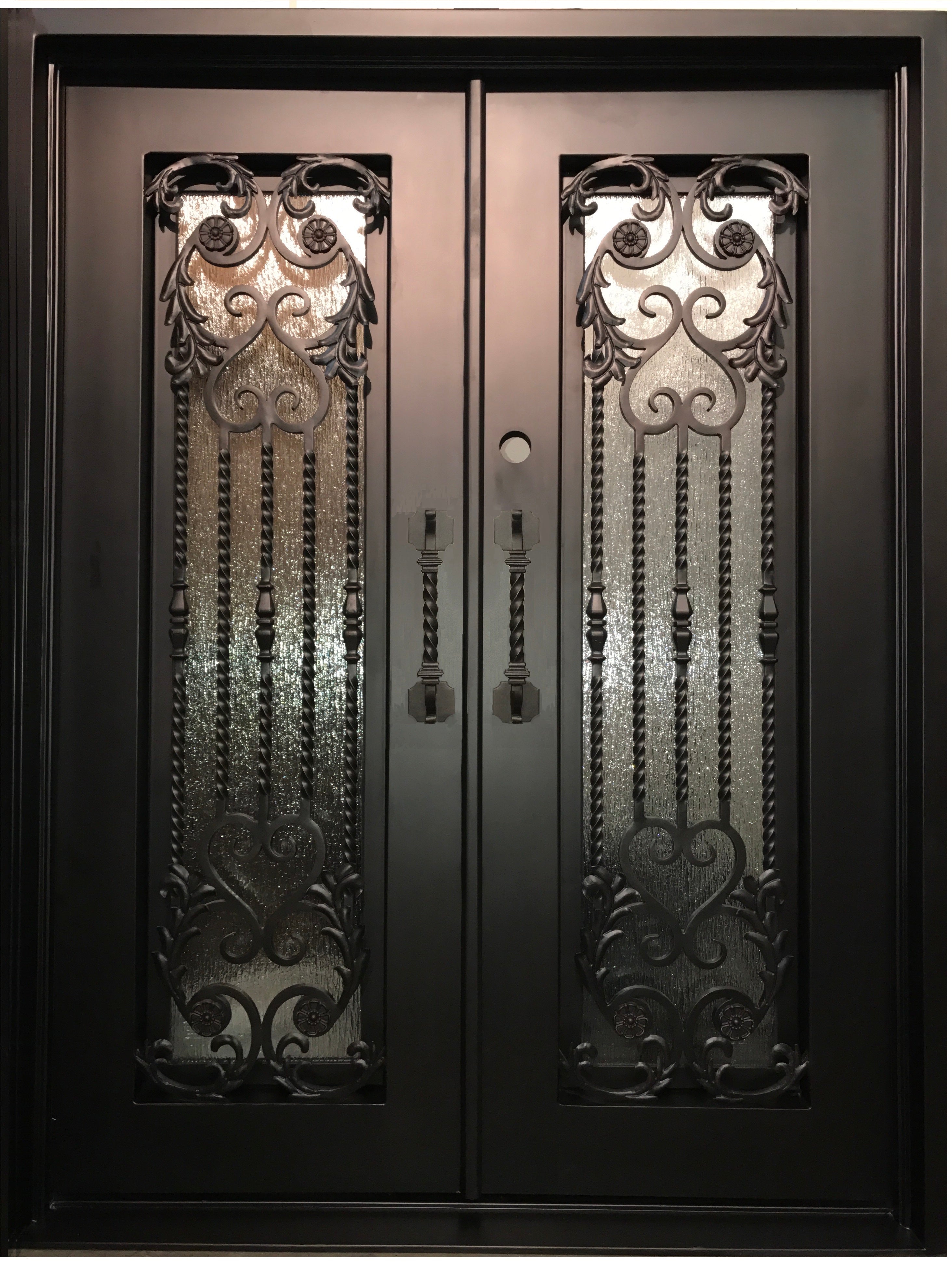 ORCHID- Straight Top, Double Pane Tempered Insulated Glass, Bug Screens, Wrought Iron Doors-61x81 Right Hand - LUXE IRoN DOors