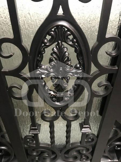 BERGENIA- square top exterior double panel iron doors, bug screens-72x96 Right Hand - Door Gate Depot