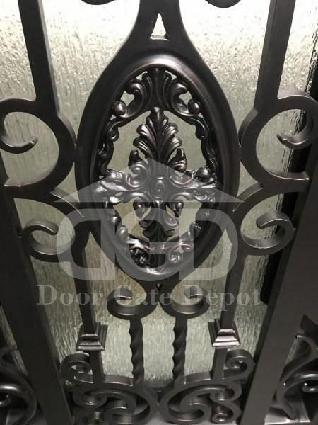 BERGENIA- square top exterior double panel iron doors, bug screens-72x96 Right Hand - Door Gate Depot
