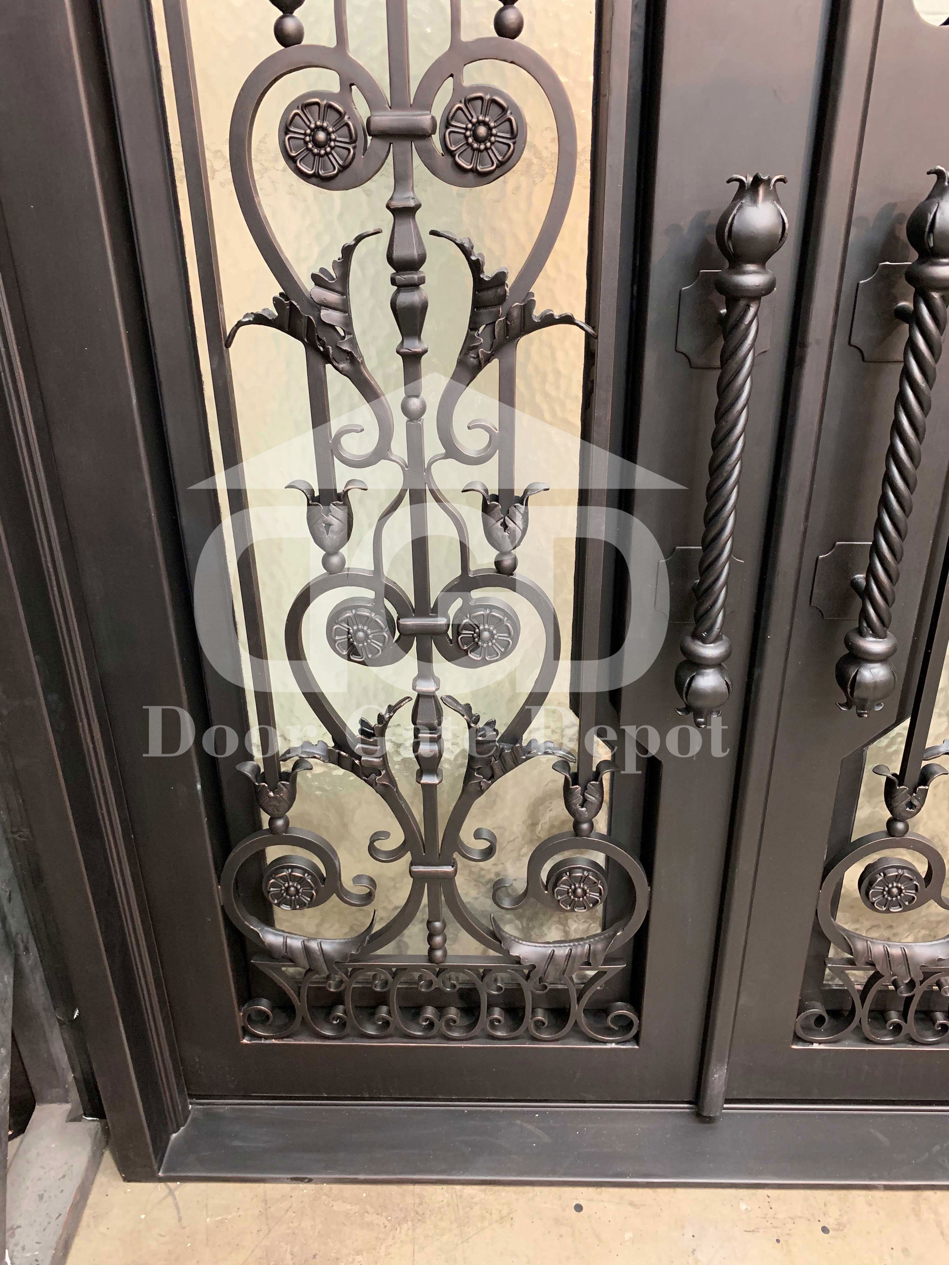 TULIP- square top, bug screen, single front entry wrought  iron door- 38x96 Right Hand - Door Gate Depot