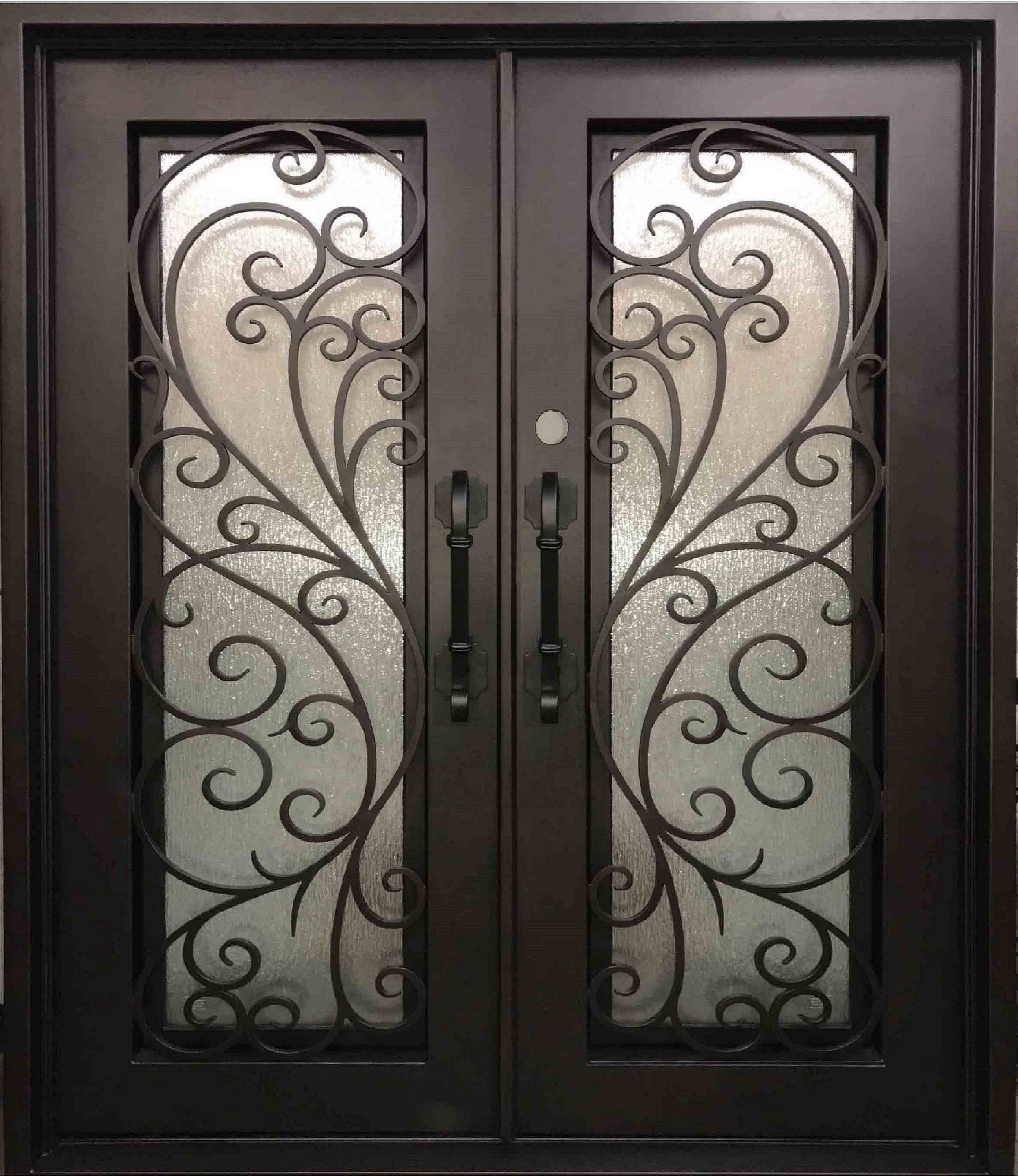 AZALEA- square top, front entry wrought iron doors, removable bug screen-72x81 Right Hand - Door Gate Depot