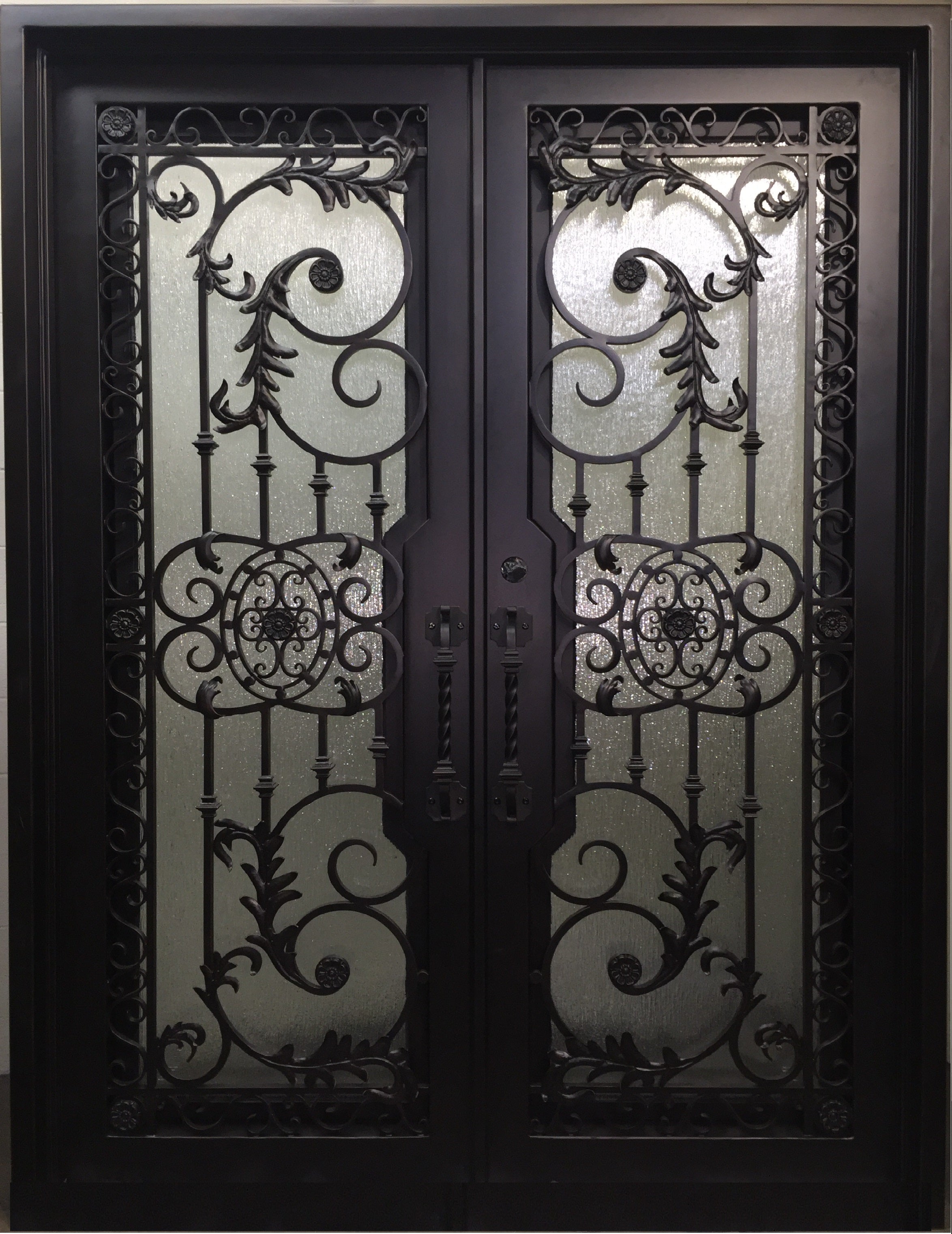 PEONY- square top, double pane tempered glass, bug screens,  pre-hung, wrought iron doors-61x81 Right Hand - Door Gate Depot