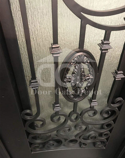 LOLA - arch top,  pre-hung, bug screens,front entry double wrought iron doors-72x96 Right Hand - Door Gate Depot