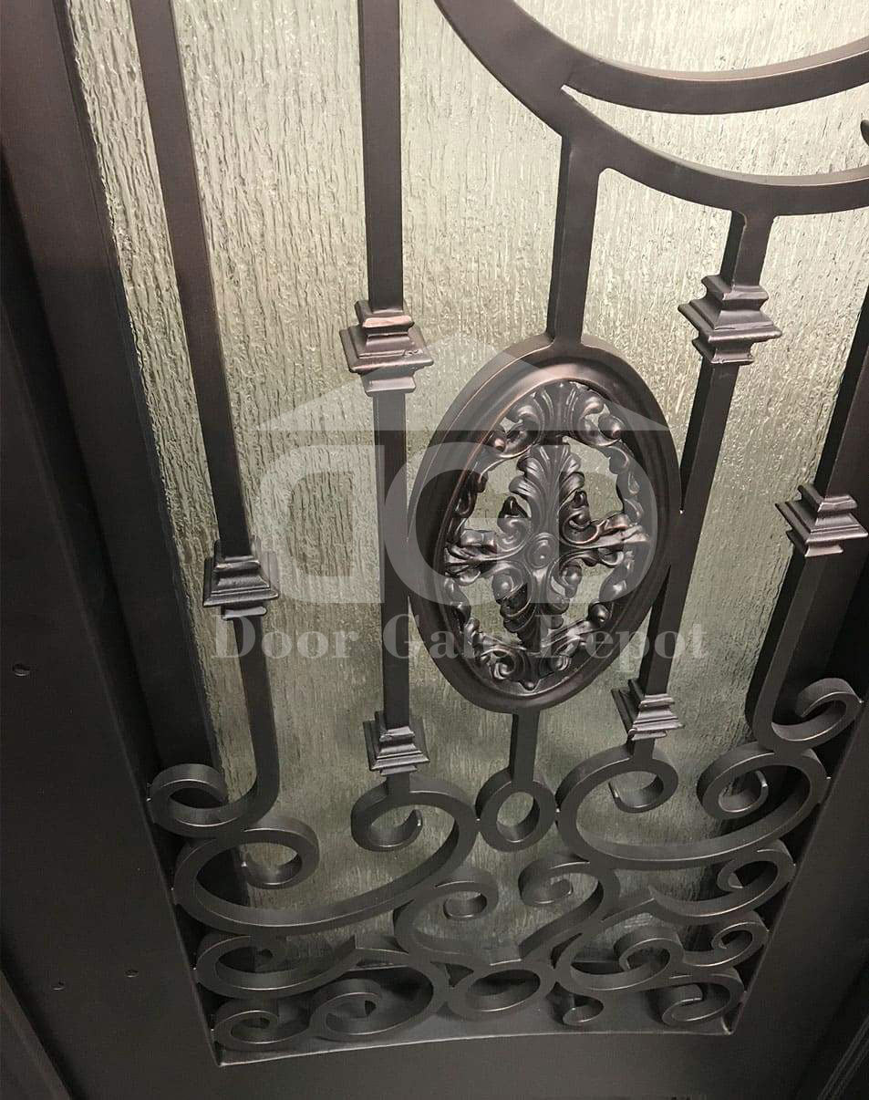 LILY- flat top,tempered glass,removable bug screens, wrought iron doors-72x81 Right Hand - Door Gate Depot