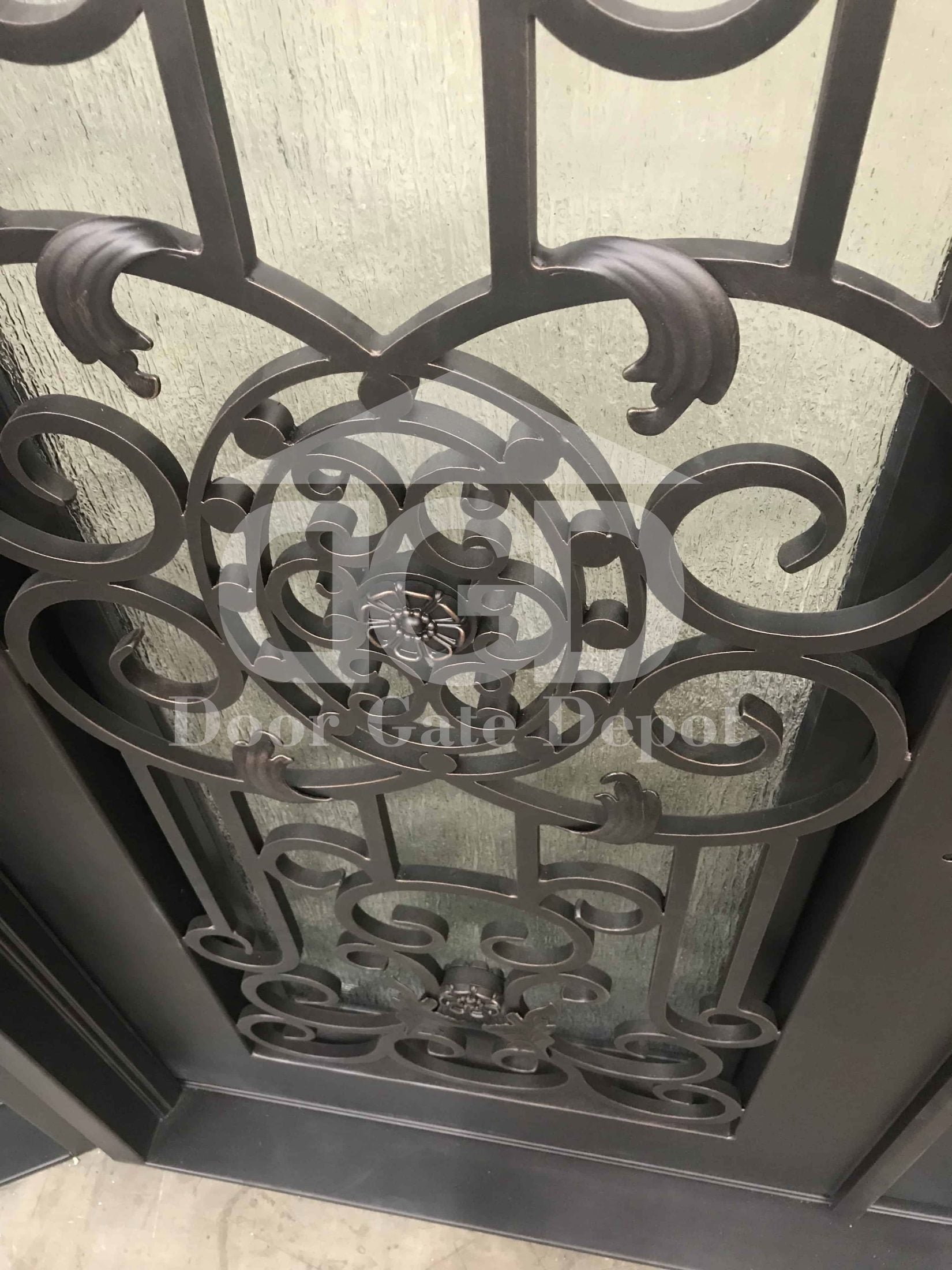 JASMINE- flat top, dual pane tempered glass, bug screens,  wrought iron doors-72x96 Right Hand - Door Gate Depot