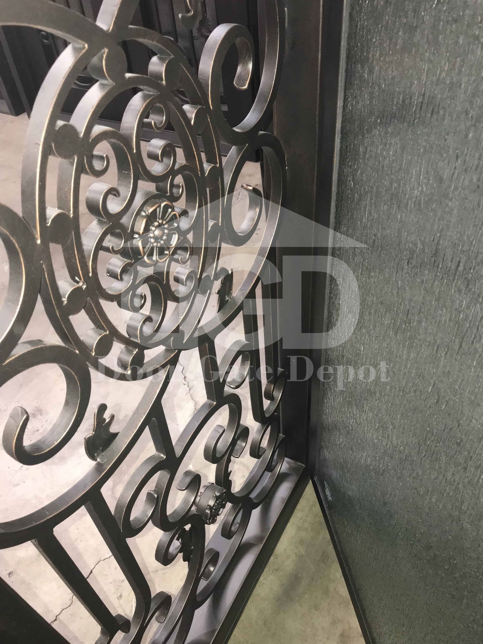 JASMINE- flat top, dual pane tempered glass, bug screens,  wrought iron doors-72x96 Right Hand - Door Gate Depot
