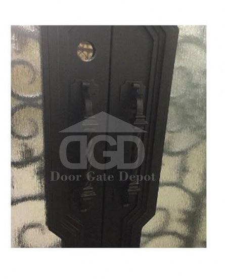 PEONY- arch top, dual pane, tempered insulated glass, bug screens, wrought iron doors-72x96 Right Hand - Door Gate Depot