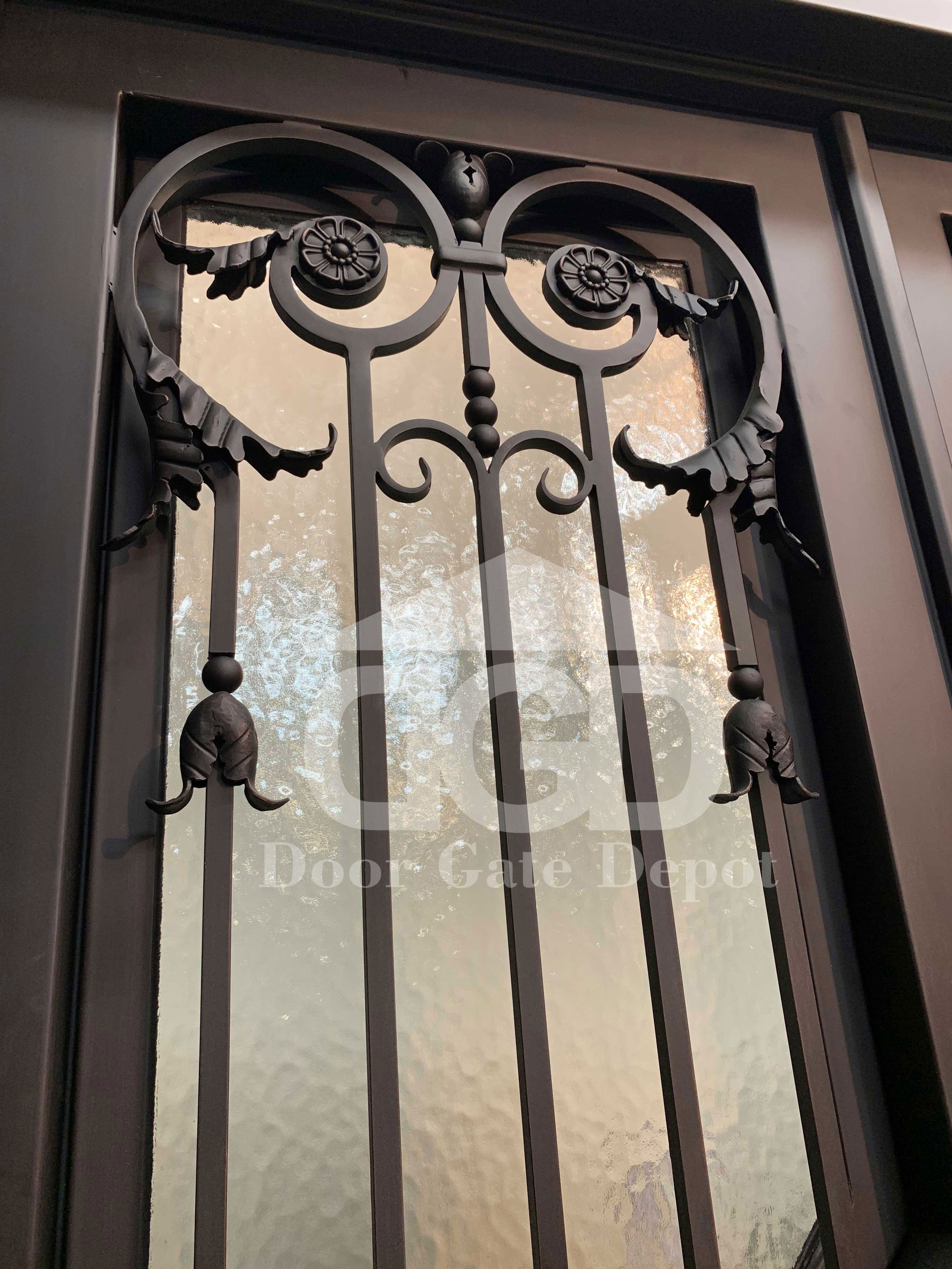 TULIP- square top, tempered insulated glass, bug screens,wrought iron doors-62x96 Right Hand - Door Gate Depot