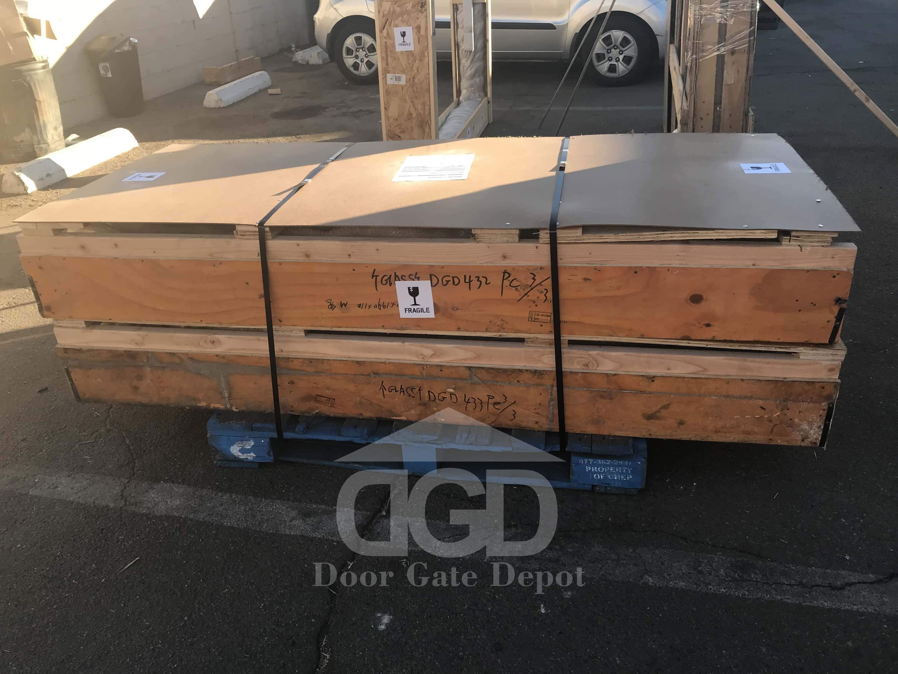 HOLLY-  modern square top, bug screens,double panel wrought iron doors-72x96, Right  Hand - Door Gate Depot