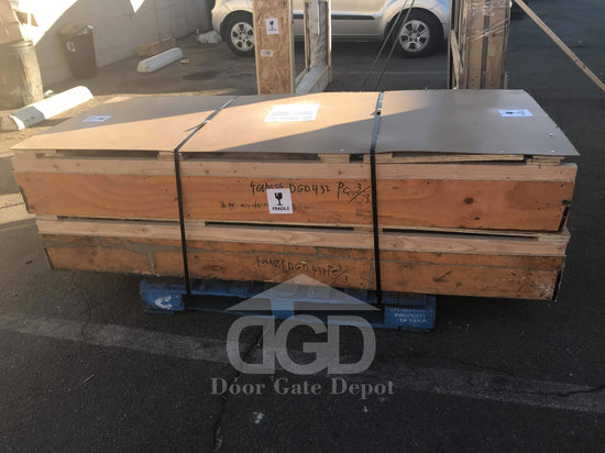 HOLLY-  modern square top, bug screens,double panel wrought iron doors-72x96, Right  Hand - Door Gate Depot