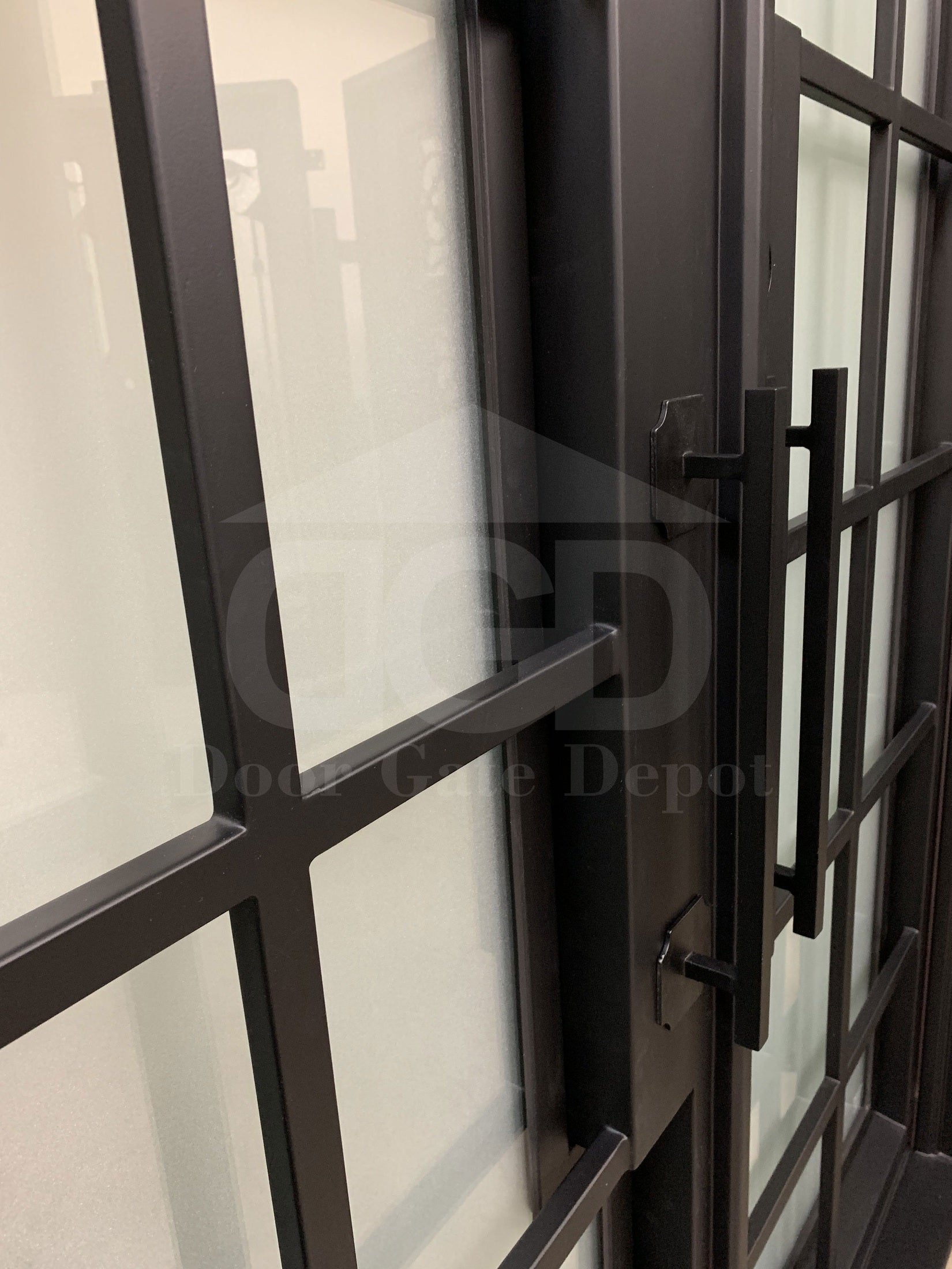 MACE- modern front entry double, wrought iron doors-72x96 Right Hand - Door Gate Depot