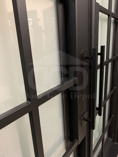 MACE- modern front entry double, wrought iron doors-72x96 Right Hand - Door Gate Depot