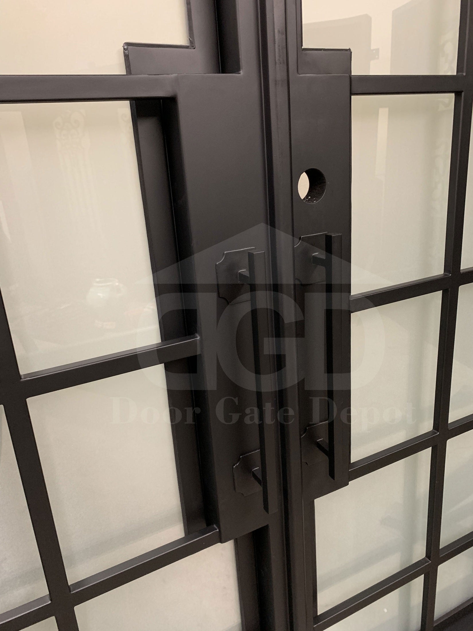 MACE- modern front entry double, wrought iron doors-72x96 Right Hand - Door Gate Depot