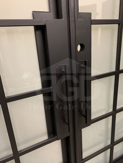 MACE- modern front entry double, wrought iron doors-72x96 Right Hand - Door Gate Depot