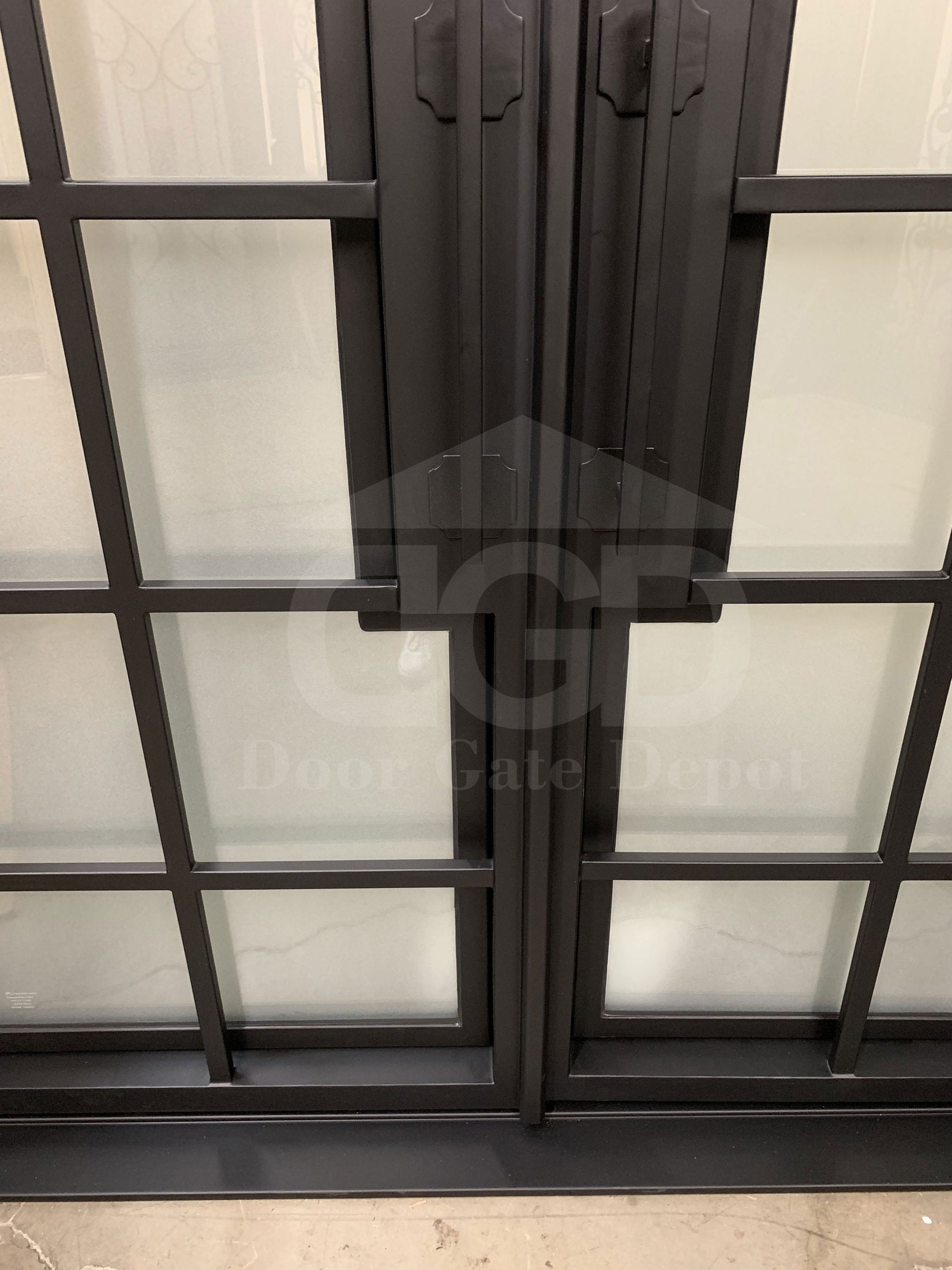 MACE- modern front entry double, wrought iron doors-72x96 Right Hand - Door Gate Depot