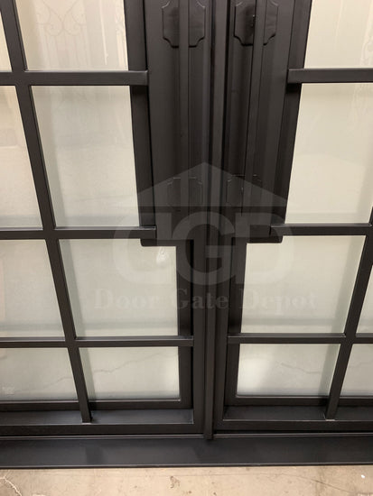 MACE- modern front entry double, wrought iron doors-72x96 Right Hand - Door Gate Depot